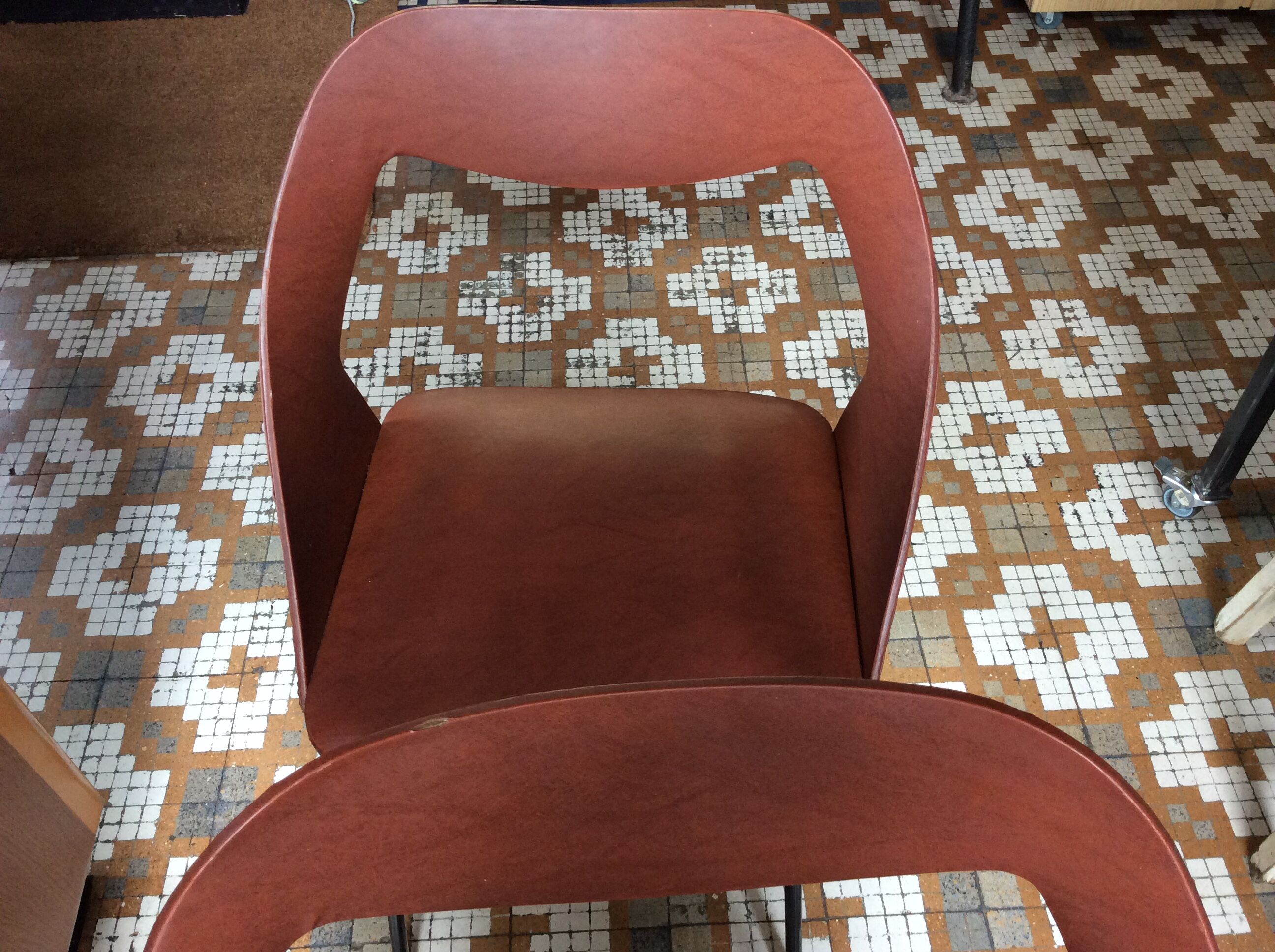 Duo of vintage barrel chairs