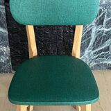 Paire de chaises vintage skaï vert pieds compas