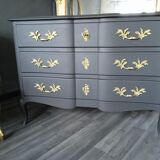 Black curved chest of drawers Louis XV style