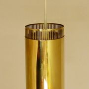 Set of 3 perforated brass cylindrical pendant lamps, Sweden 1960's