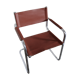 Vintage armchair in chrome and cognac leatherette