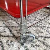 Red serving trolley, mid century tea trolley, rolling table, retro kitchen, bar cart