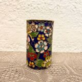 Flowered cloisonné enamel vase