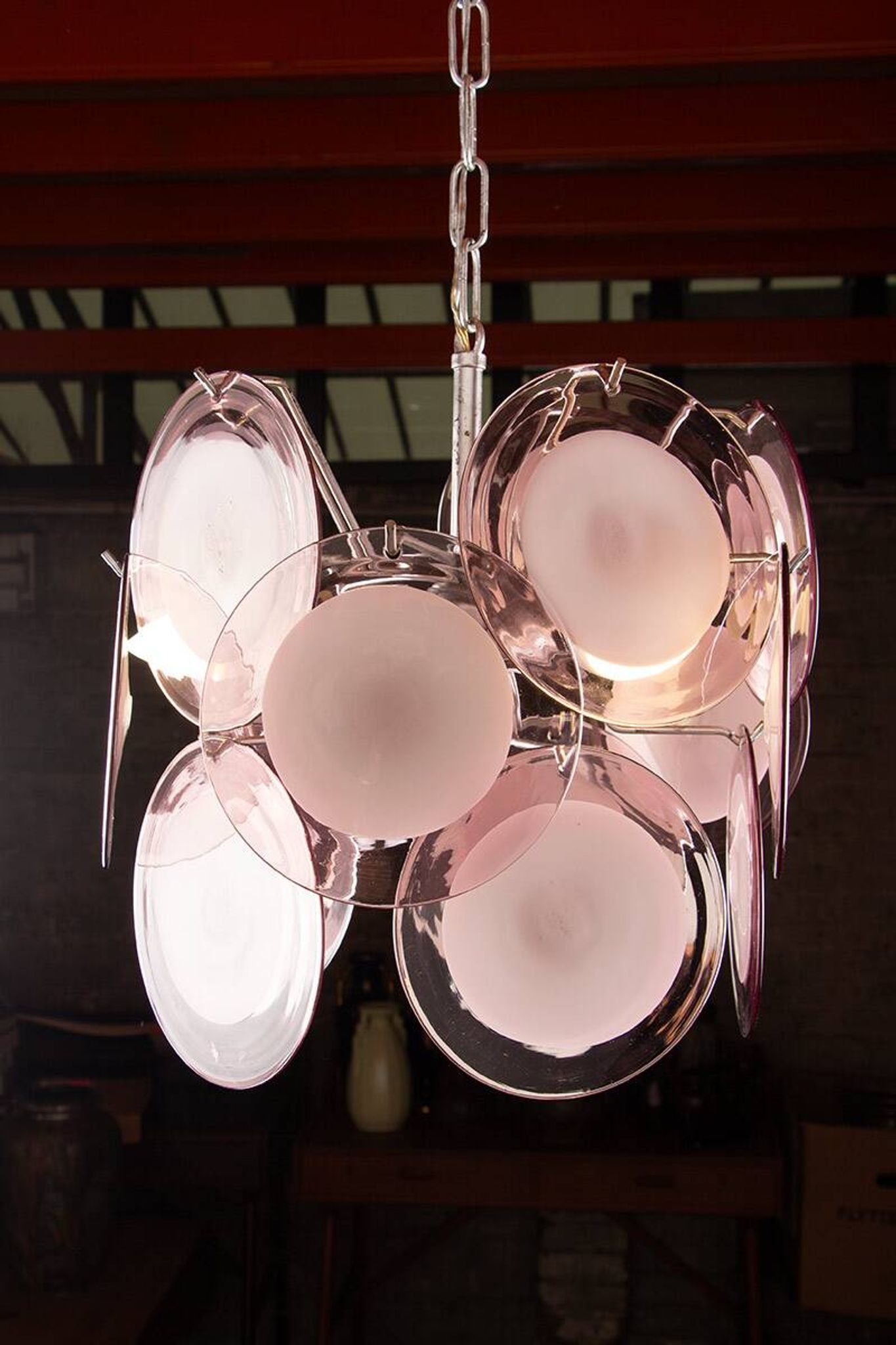 "Space Age" chandelier in Murano glass by Gino Vistosi 1970.