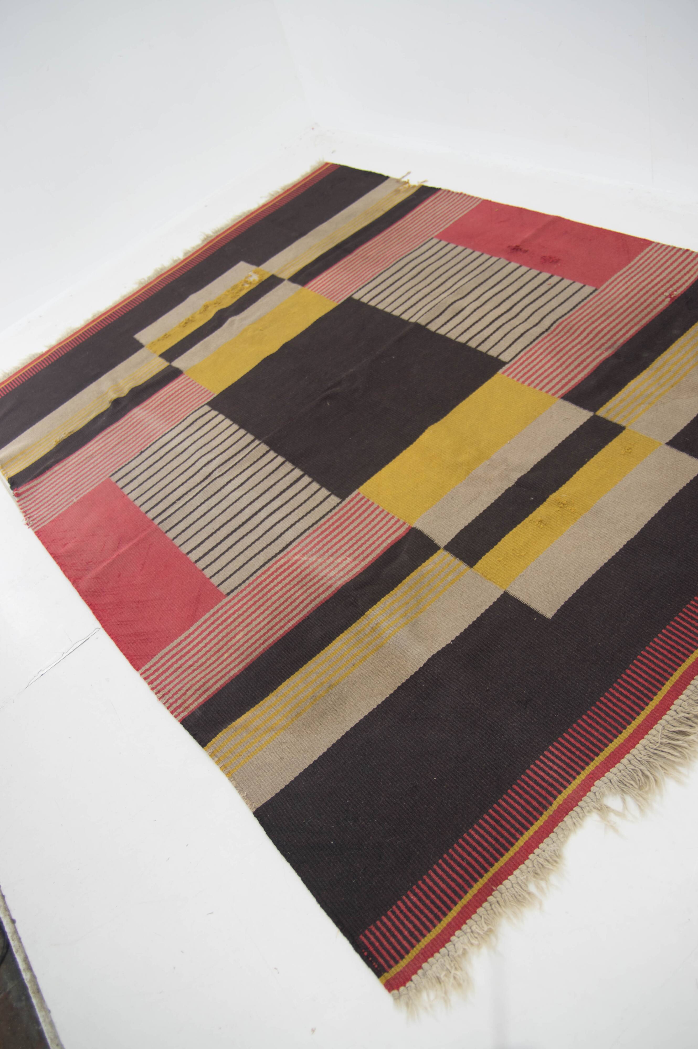 Rare Geometric Carpet by Antonin Kybal, 1948s
