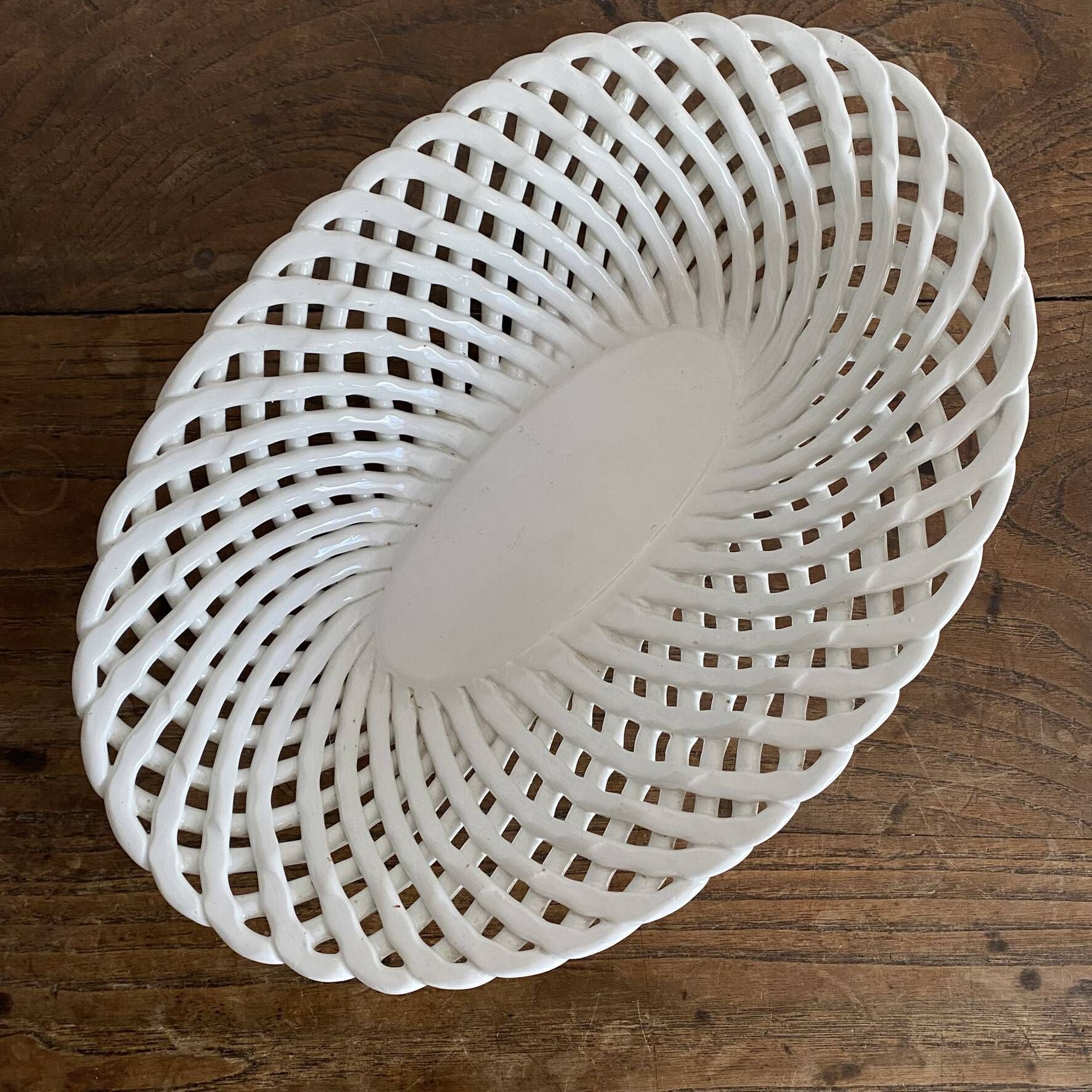 Bread basket or woven ceramic fruit bowl Italy