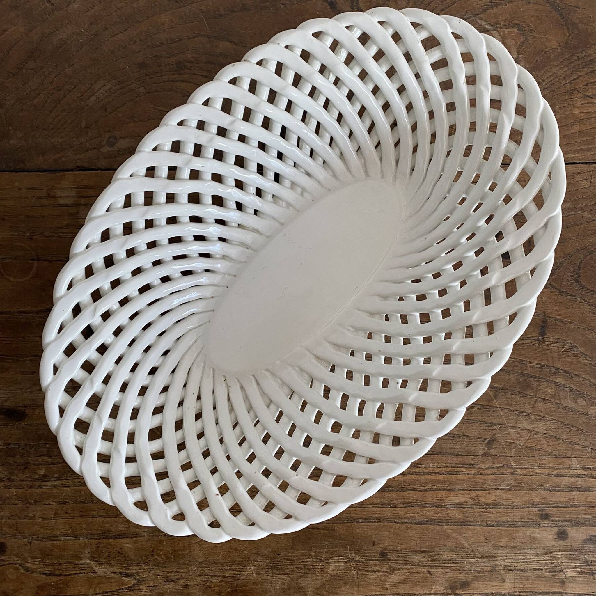 Bread basket or woven ceramic fruit bowl Italy