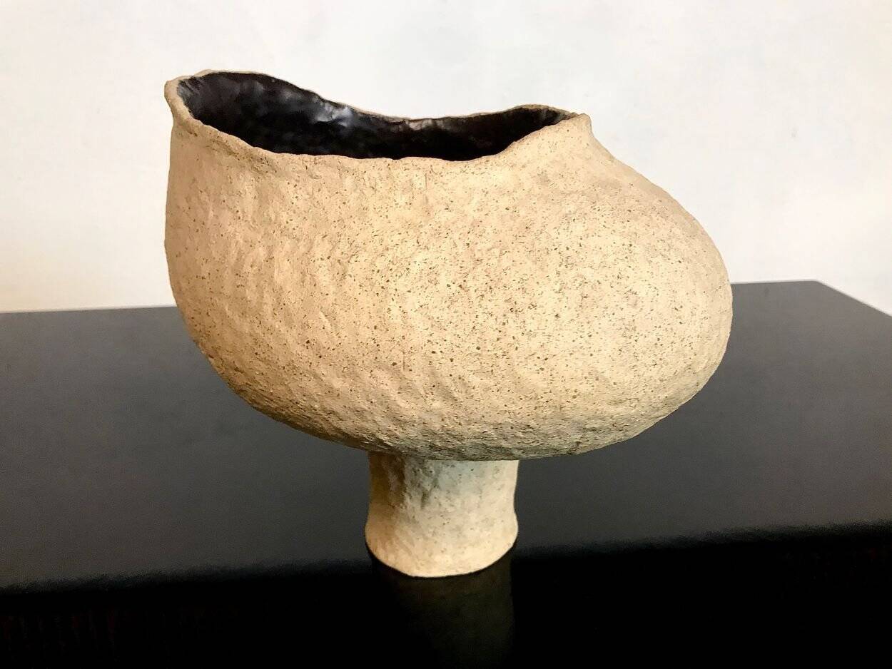 Sculptural studio ceramic art pottery vase, Germany 1966