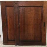 Pair of vintage oak sliding doors