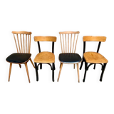Serie de 4 anciennes chaises bistrot en bois