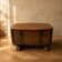 Oak barrel-shaped storage chest with black metal straps, 1930s-1940s.