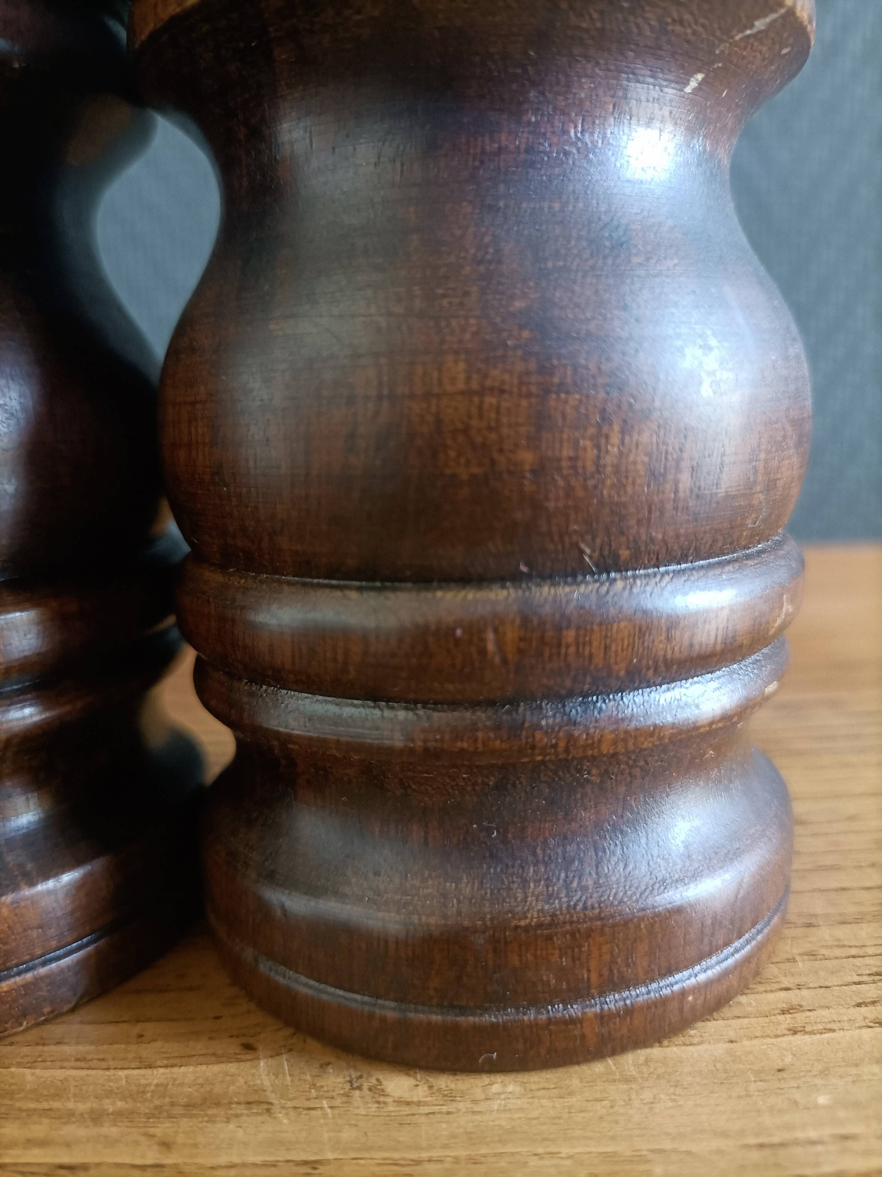 Wooden pepper mill and salt shaker set