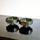 Pair of bowls/candle holders Just Andersen in metal Disko, Danish Grace
