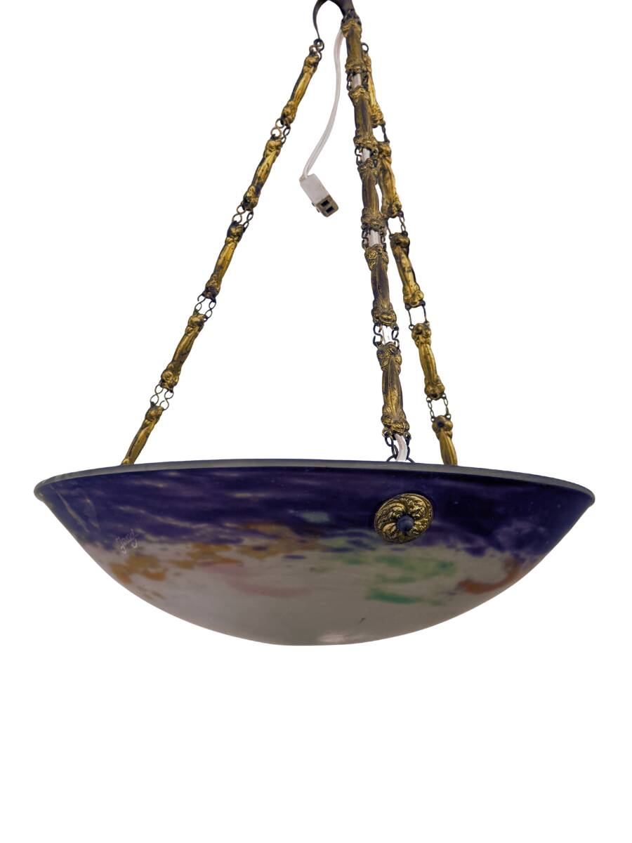 Art Deco pendant light by Jany – Glass paste – Marble decor