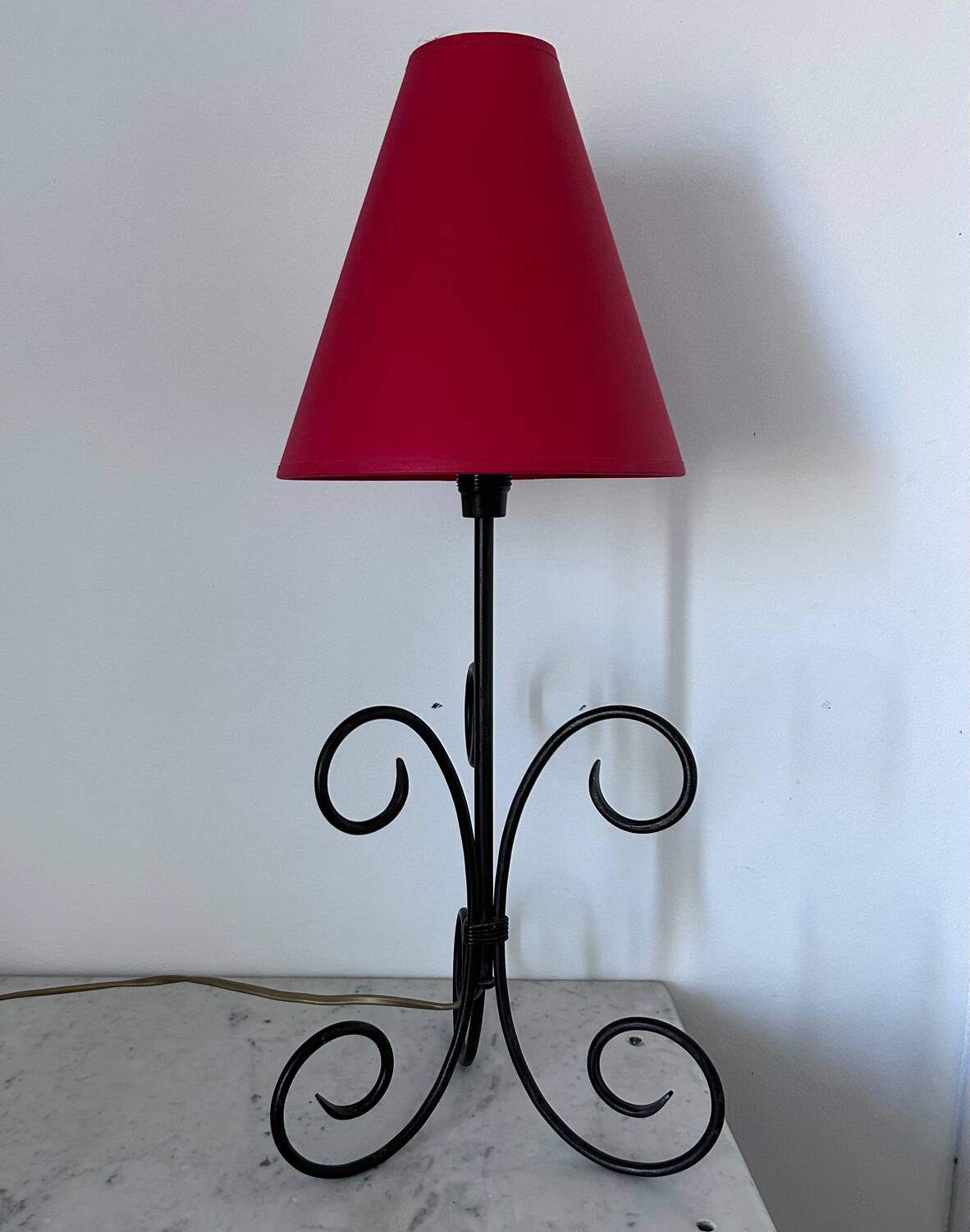 Wrought iron spiral lamp