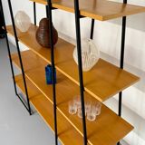 Étagère bibliothèque bois et métal design des années 80