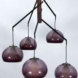 Rare Large Vintage brass and plexiglass chandelier by Lampter Milano, Italy 1950s