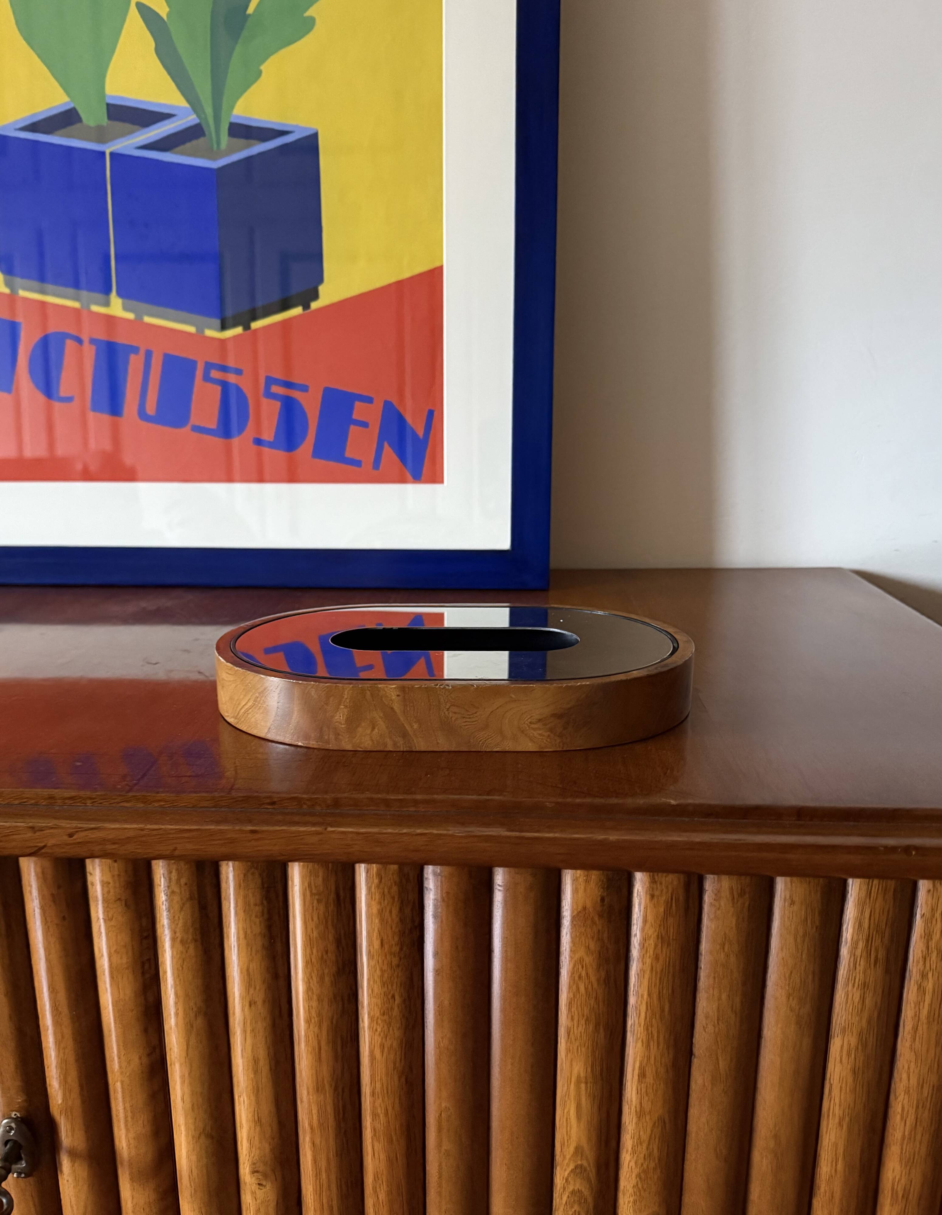 Mid-century olive wood ashtray, Italy ca. 1970