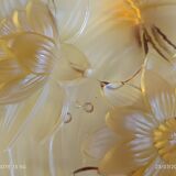 Verlys cup Water lily flowers amber molded pressed glass 60s