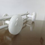 Wall coat rack with 4 hooks in white lacquered metal 1970