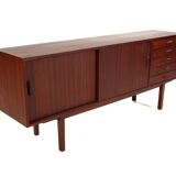 Enfilade vintage scandinave à 05 tiroirs et portes coulissantes – Dk, années 90