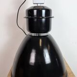 Large Black Industrial Factory Pendant Lamp from Elektrosvit, 1960s