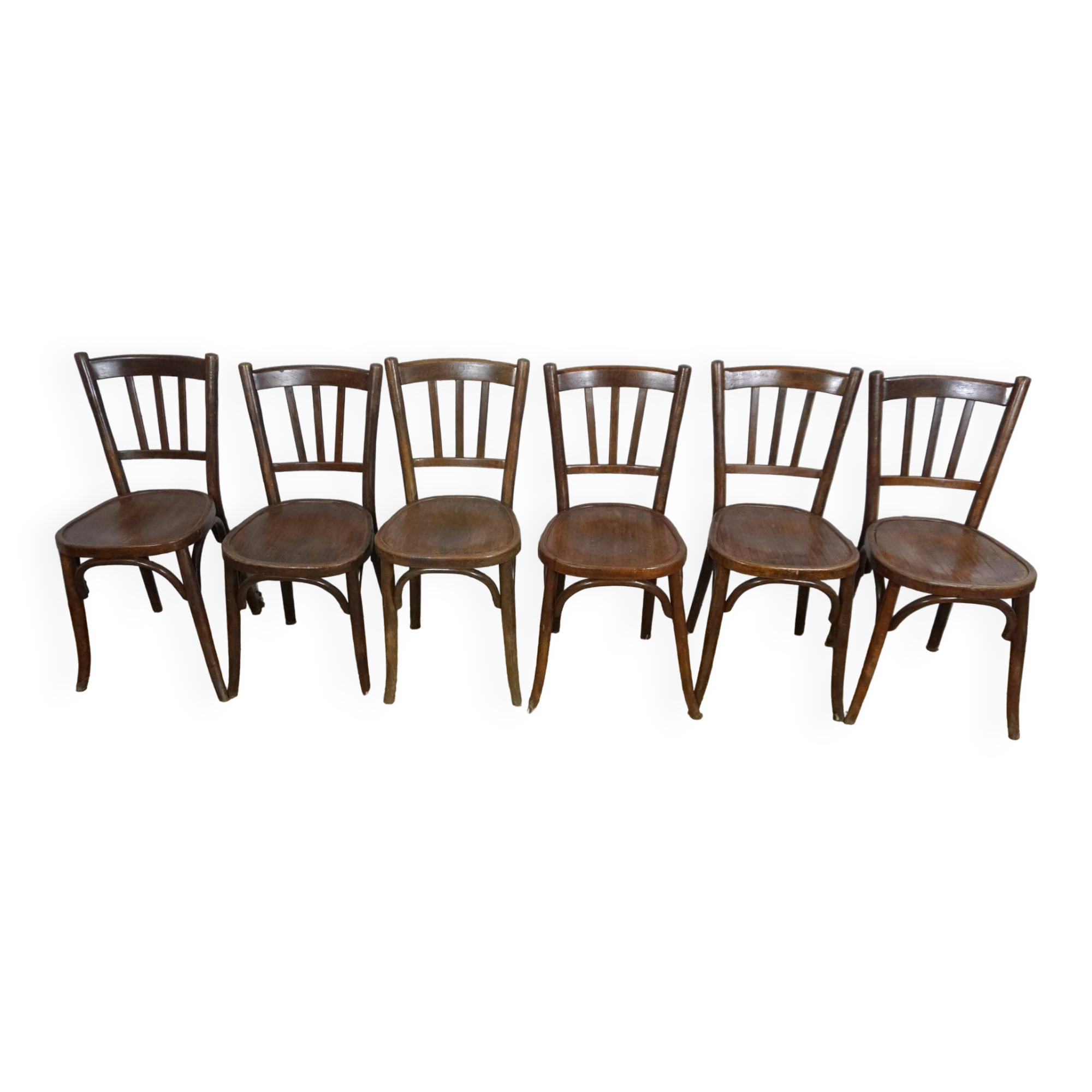 6 chaises bistrot Baumann années 1920-30