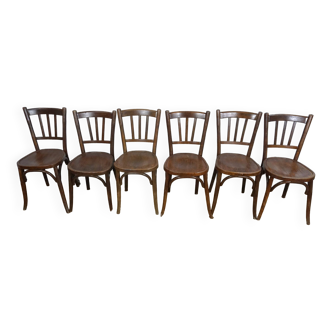 6 chaises bistrot Baumann années 1920-30