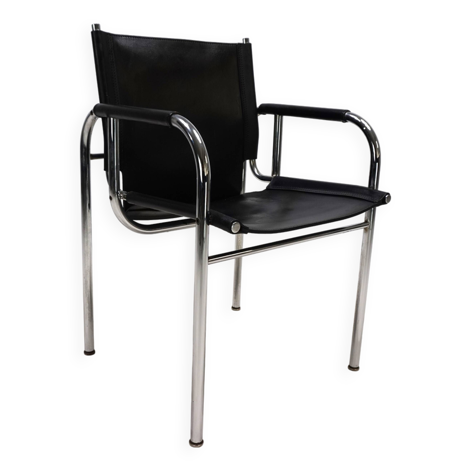 Strässle HE leather lounge chair by Hans Eichenberger