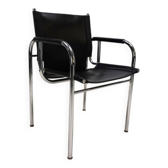 Fauteuil lounge en cuir Strässle HE de Hans Eichenberger