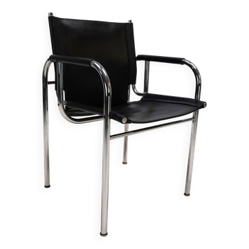 Strässle HE leather lounge chair by Hans Eichenberger