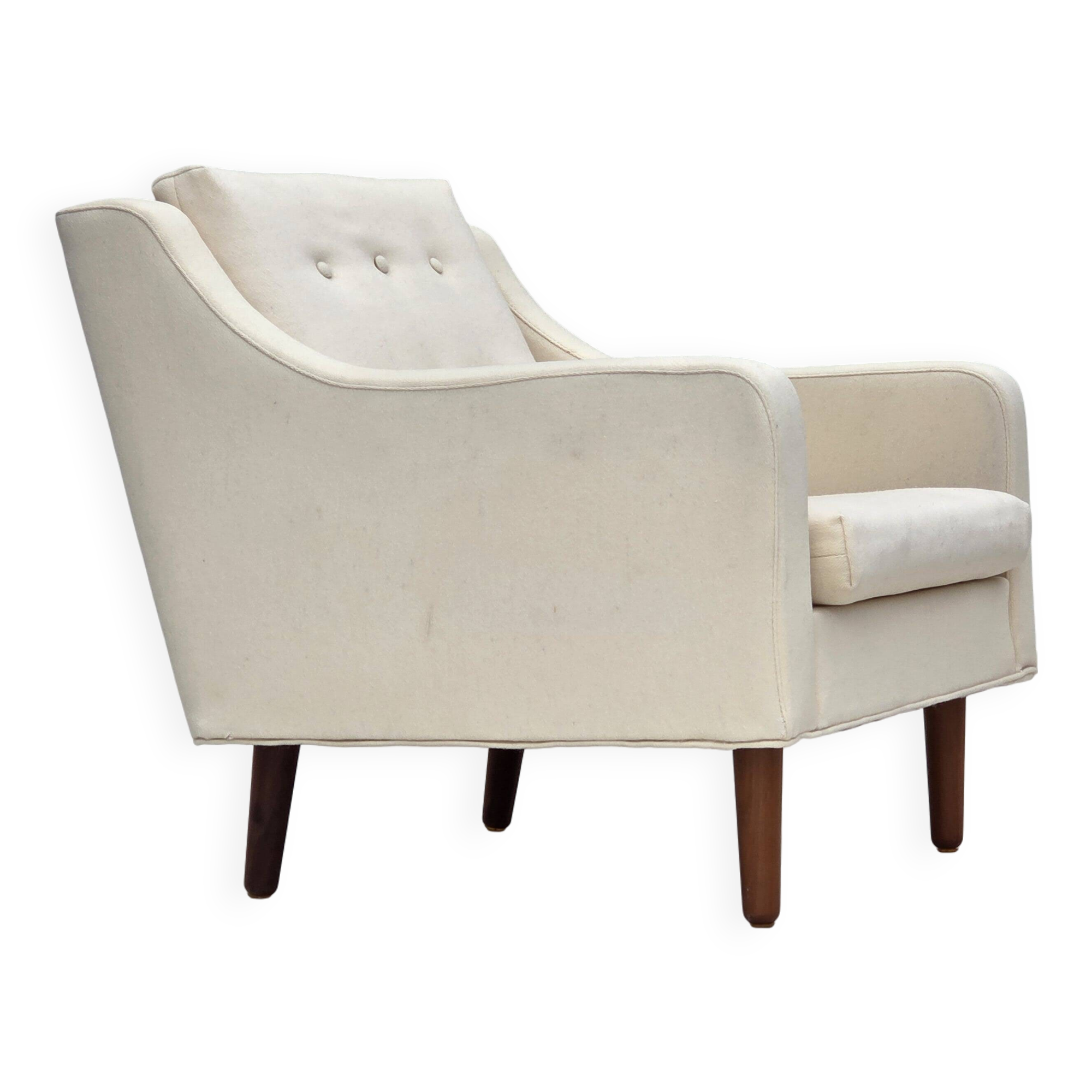 1970s, Danish loungechair, furniture wool, teak wood legs.