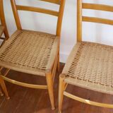 Chairs made of wood and rope