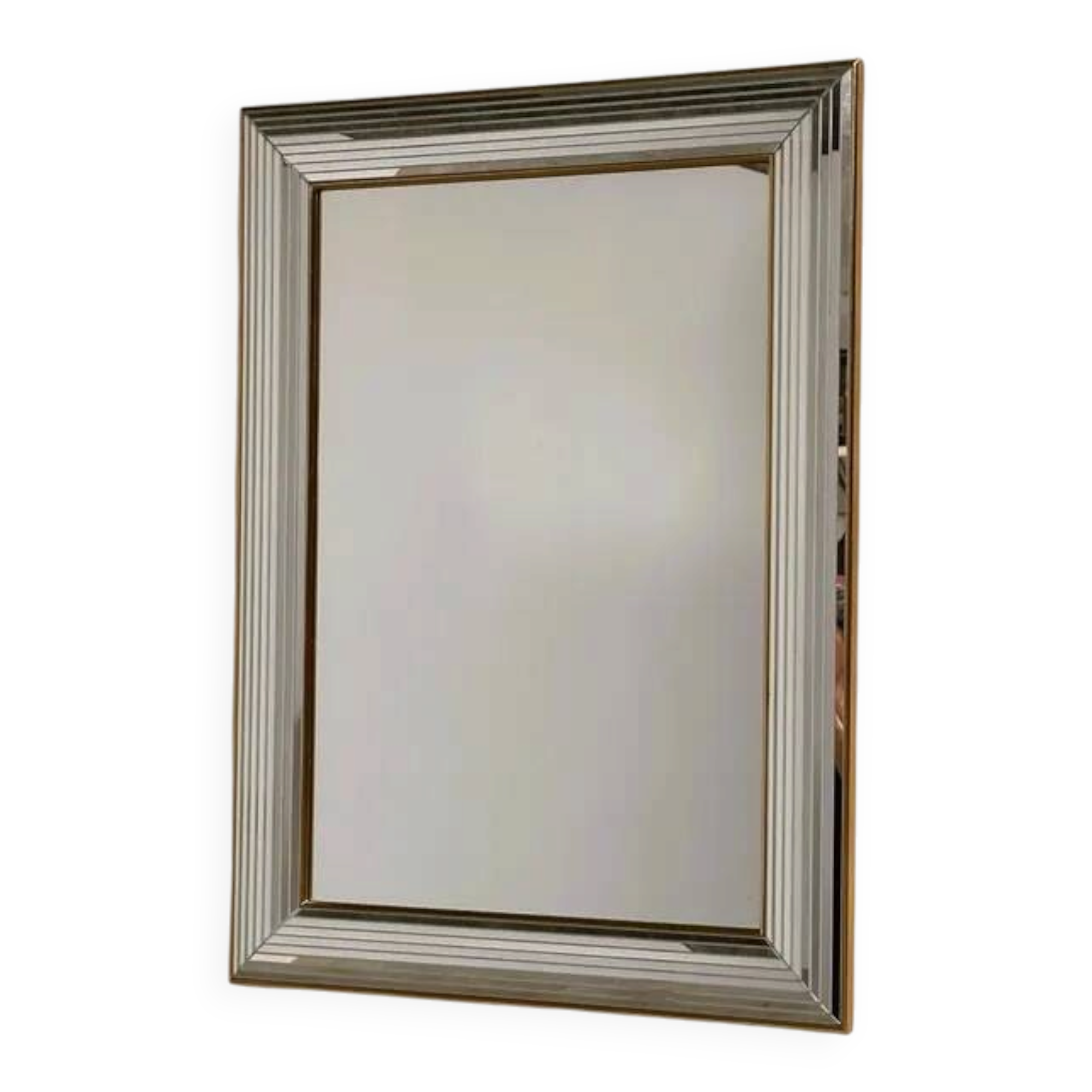 Vintage Disco Mirror Deknudt – Multi-Level Beveled Mirror Frame from the 1970s