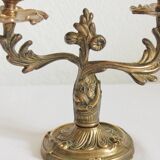 2 vintage gilded brass two-arm candlesticks