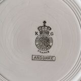 set of 5 soup plates / circle / yellow / black edges / Lunéville
