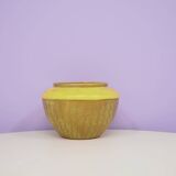 vintage green and yellow flower pot