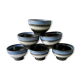 Set of 6 tea bowls or coffee in enamelled stoneware
