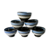 Set of 6 tea bowls or coffee in enamelled stoneware
