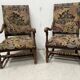 Paire de fauteuils de style Louis XIII a haut dossiers plats XX siècle