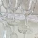 6 antique engraved stemmed glasses with stylised flowers, for wine or water.