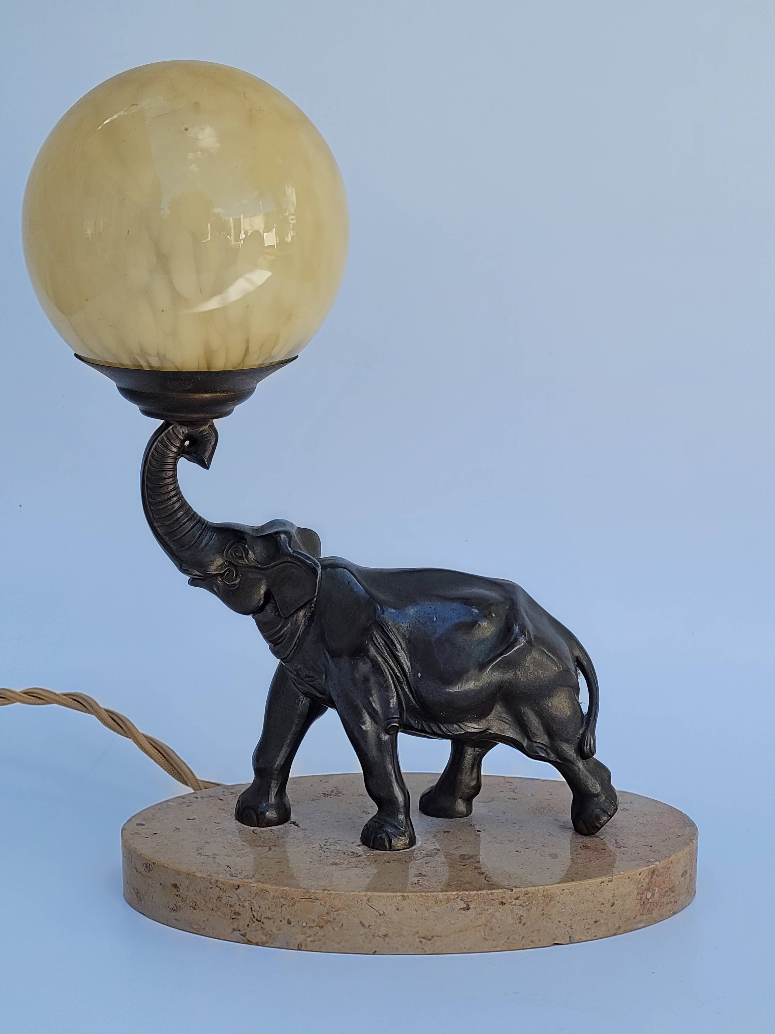 Old art deco elephant night light bedside lamp
