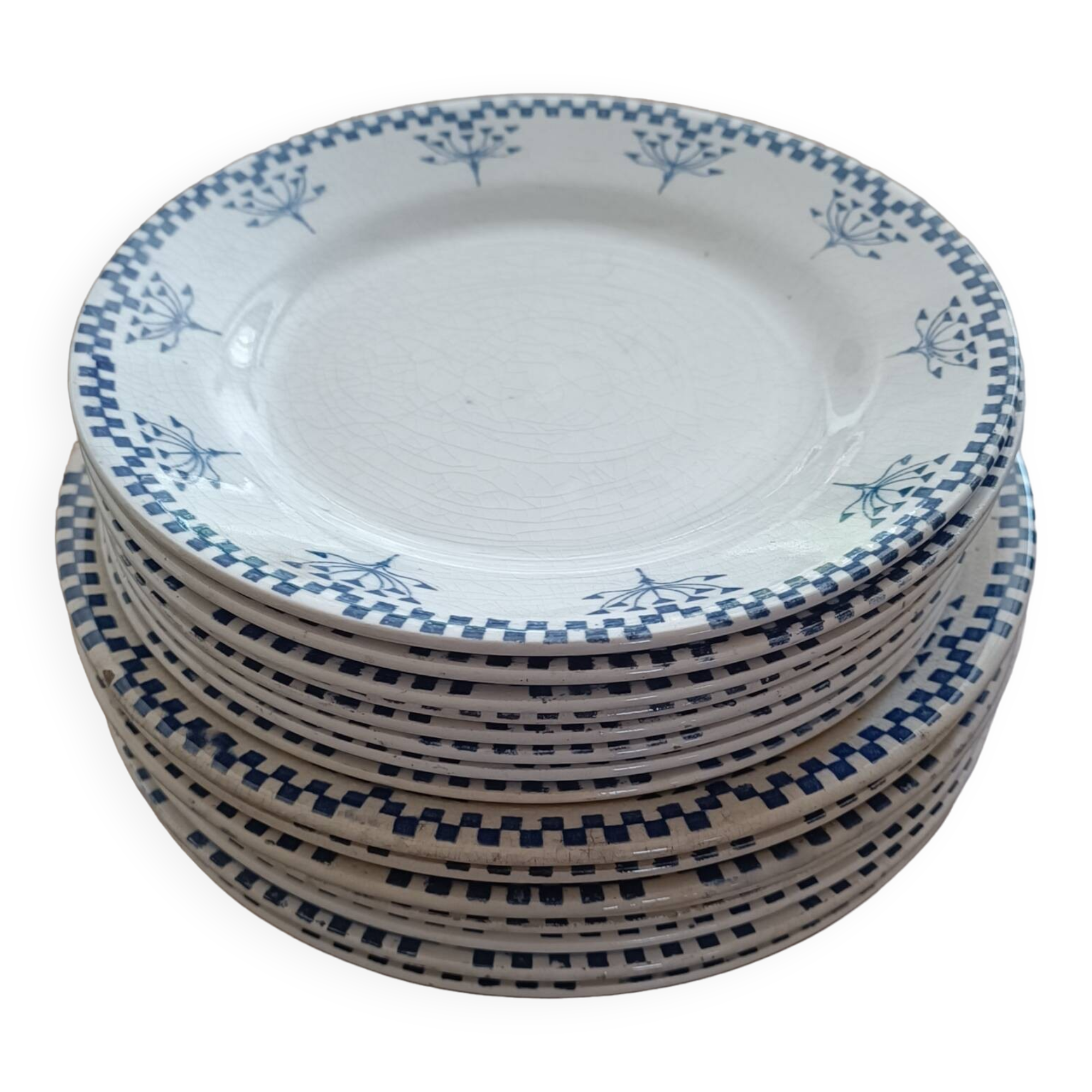 Set of Creil-Montereau Damier plates