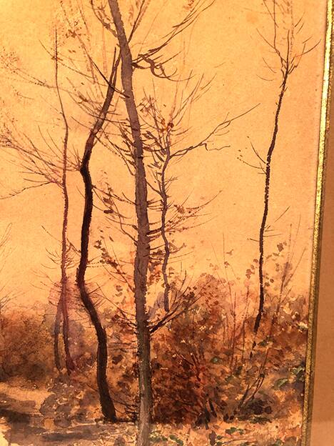 Louis Tauzin (1842-1915), “Landscape at the river” watercolor signed and framed