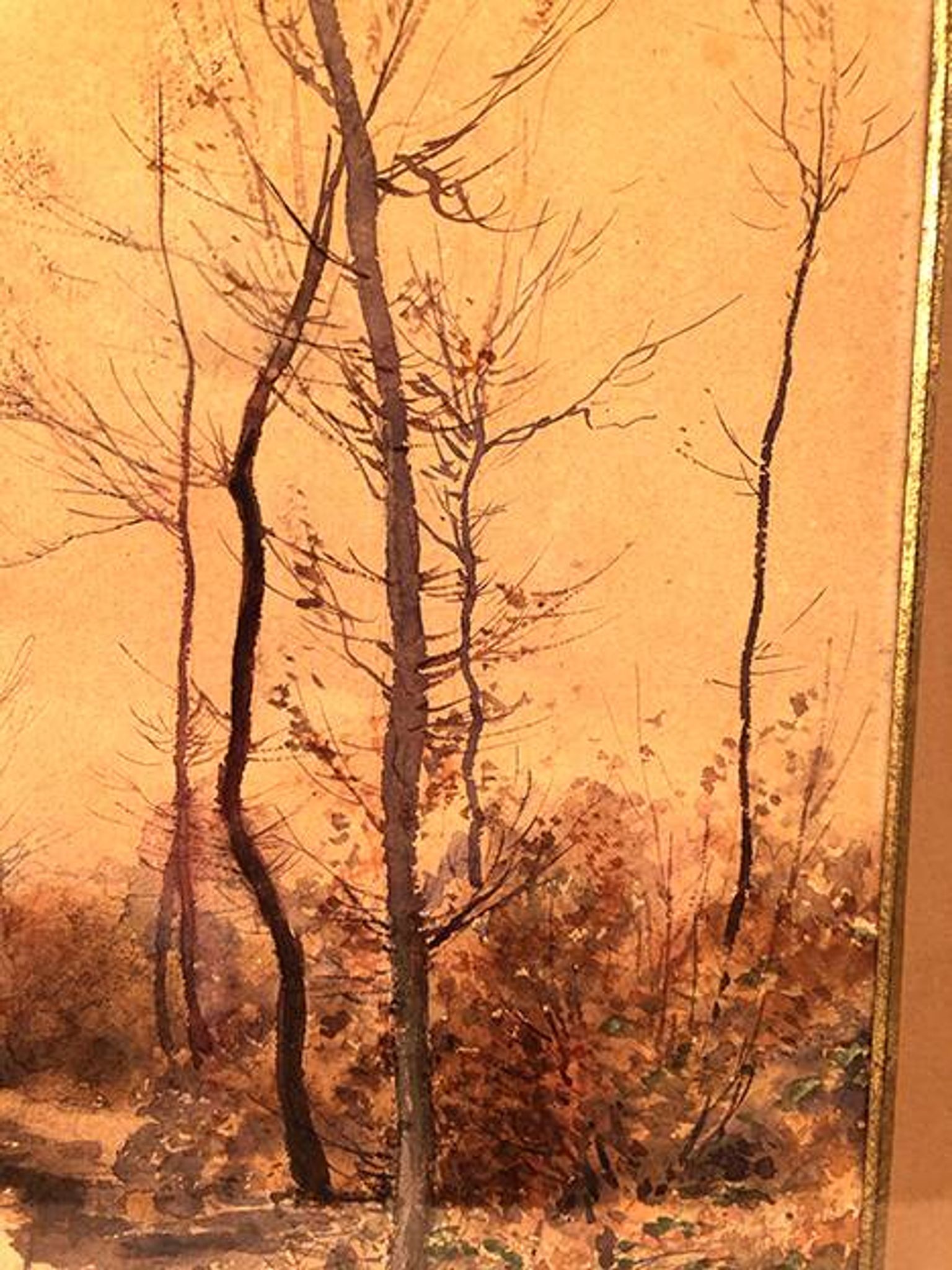 Louis Tauzin (1842-1915), “Landscape at the river” watercolor signed and framed
