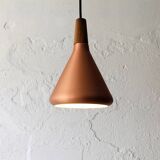 Lampe danoise en métal cuivré et en bois