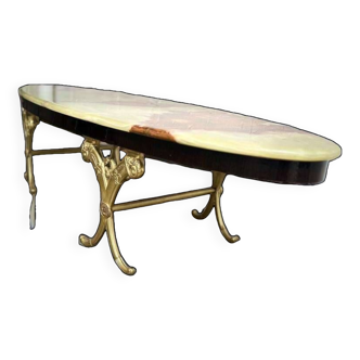 Vintage narrow oval onyx coffee table