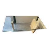 Glass and travertine coffee table from the 70s