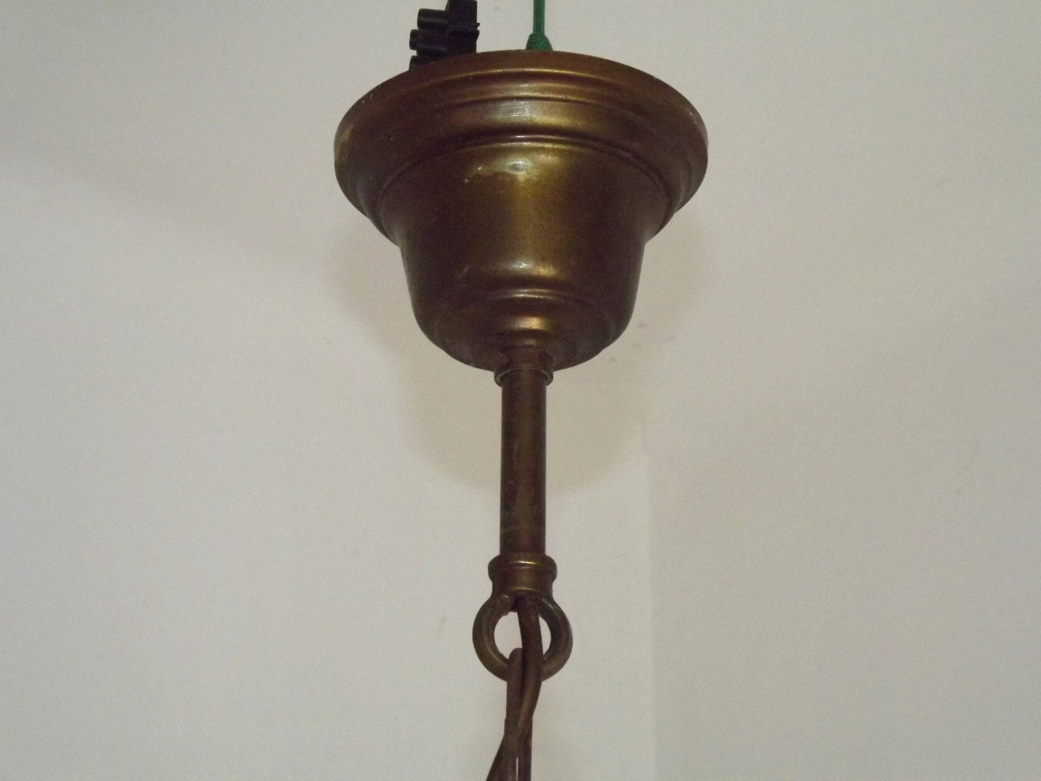 French Mid Century Brass & Copper 6 Light Traditional Style Chandelier 5571