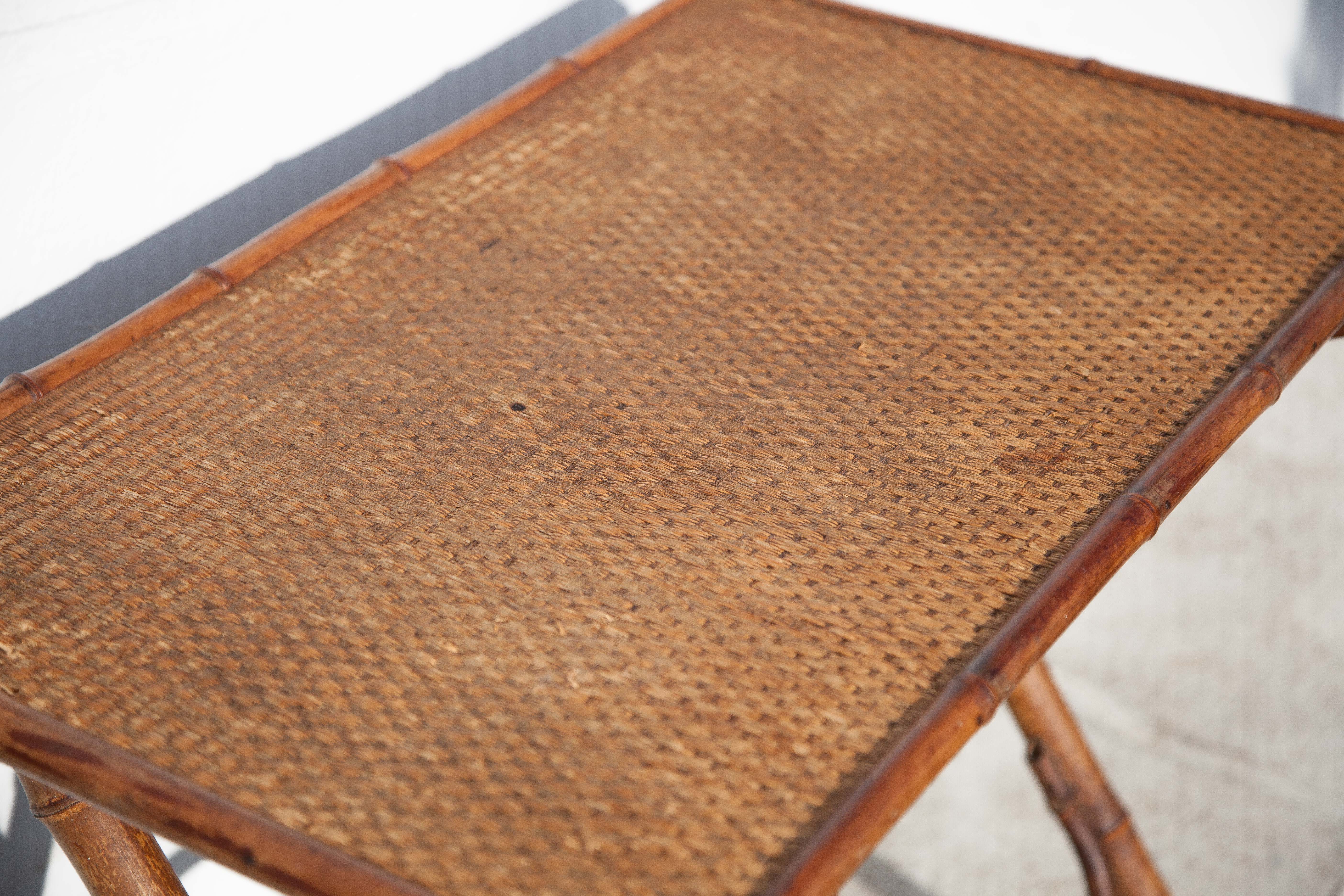 Folding bamboo table side table colonial style table, veranda, patio, interior decor